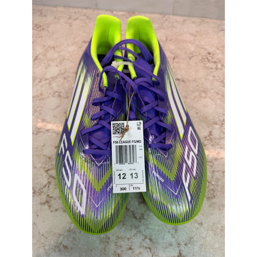 Adidas F50 League FG MG Soccer Cleats Purple Lime Green Mens 12 New No Box